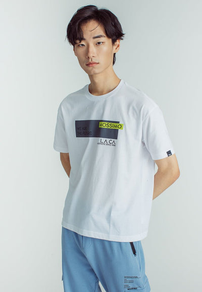 White with Flat Print Basic Round Neck Urban Fit Tee - Mossimo PH