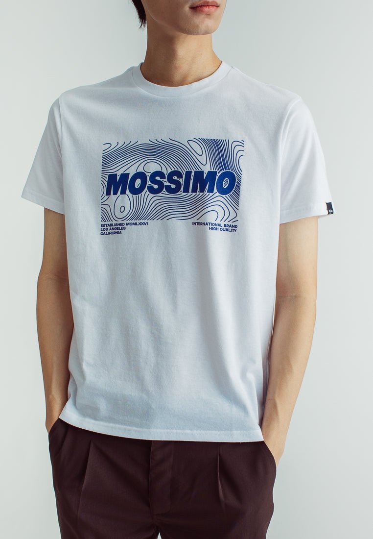 White with Flat Print Classic Fit Basic Round Neck Tee - Mossimo PH