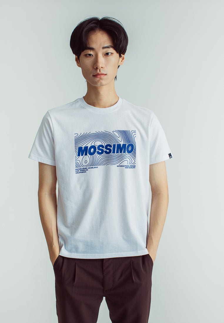 White with Flat Print Classic Fit Basic Round Neck Tee - Mossimo PH