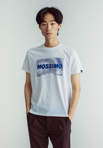White with Flat Print Classic Fit Basic Round Neck Tee - Mossimo PH