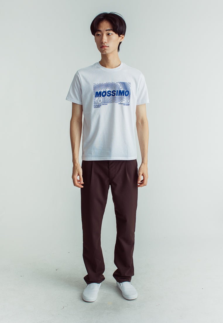White with Flat Print Classic Fit Basic Round Neck Tee - Mossimo PH