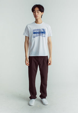 White with Flat Print Classic Fit Basic Round Neck Tee - Mossimo PH