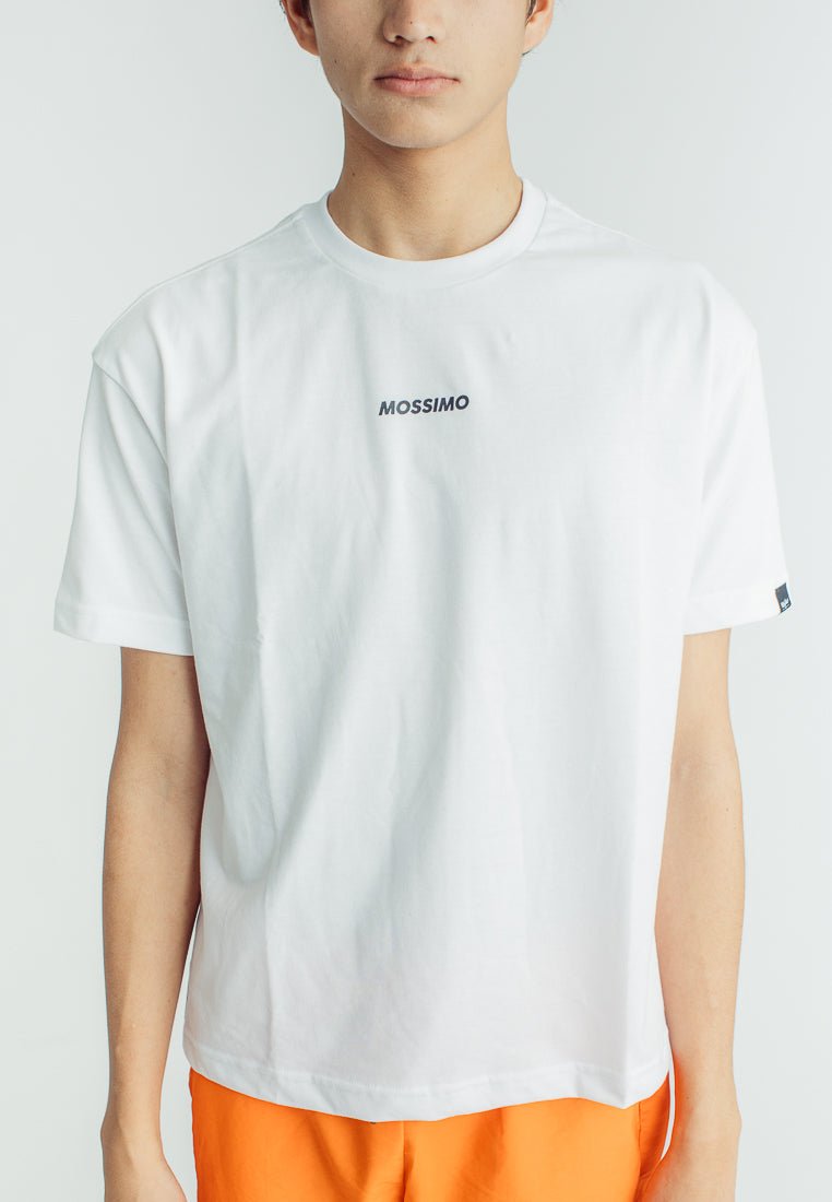 White with Flat Print Urban Fit Basic Round Neck Tee - Mossimo PH