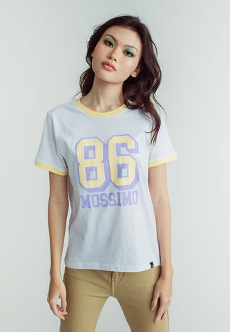 White with Mossimo 86 Big Varsity Soft Touch Print Classic Fit Tee - Mossimo PH