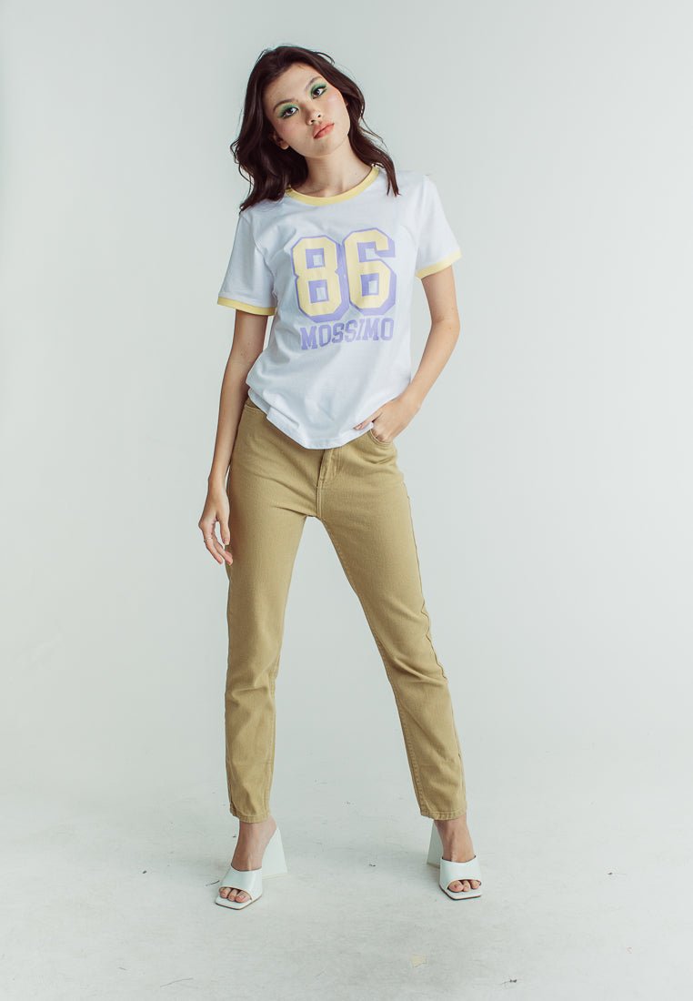 White with Mossimo 86 Big Varsity Soft Touch Print Classic Fit Tee - Mossimo PH