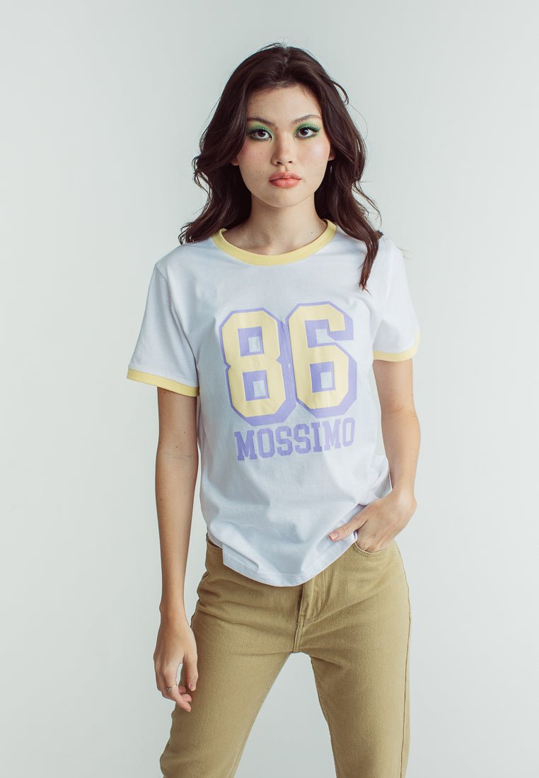 White with Mossimo 86 Big Varsity Soft Touch Print Classic Fit Tee - Mossimo PH