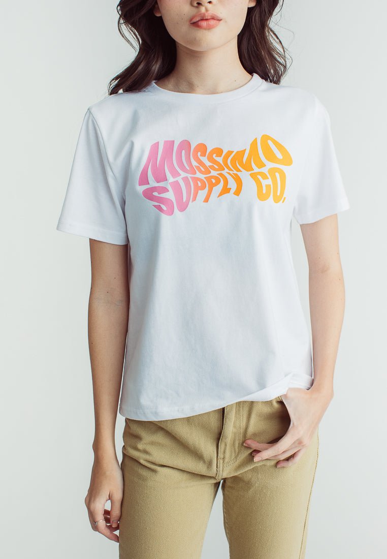 White with Mossimo Supply Co Wavy Design Flat and Gradient Print Comfort Fit Tee - Mossimo PH
