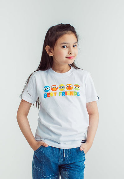 White with Sesame Street Friends Flat Print Kids Basic Tshirt - Mossimo PH