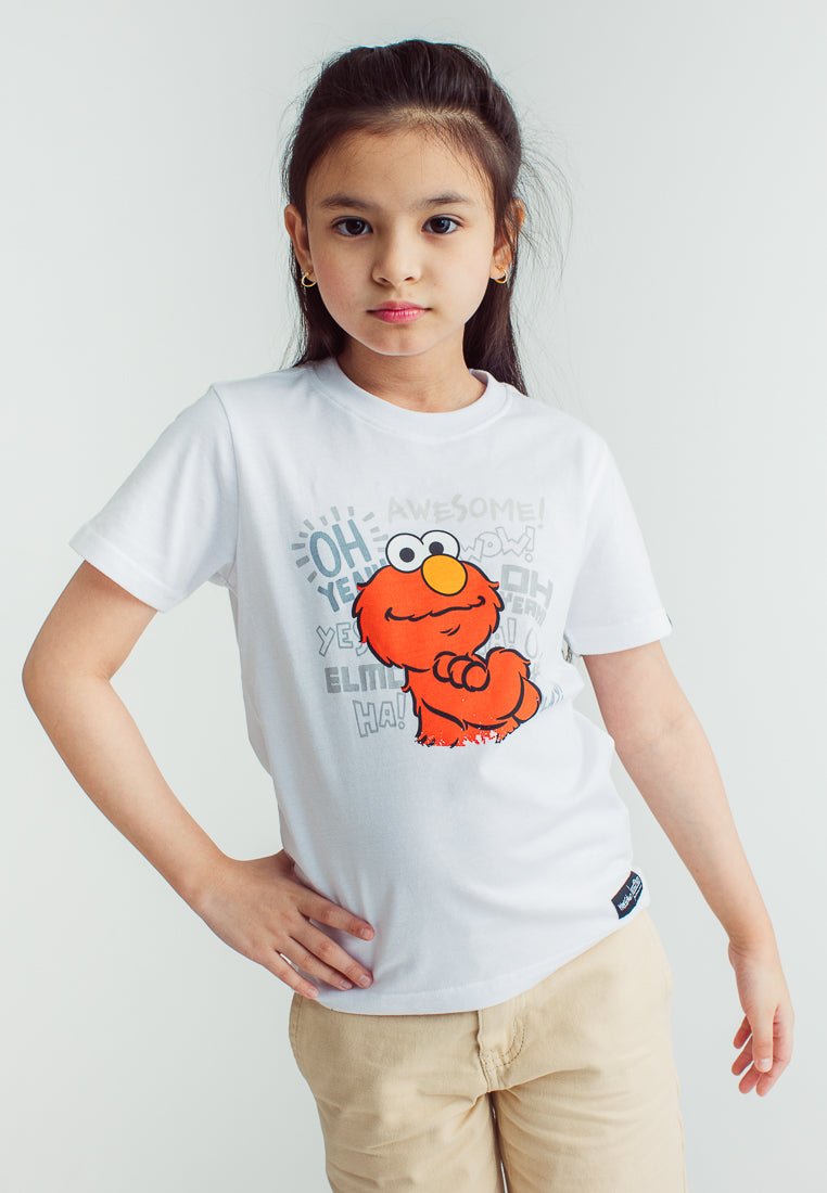 White with Sesame Street Oh Yey Flat Print Design Kids Basic Tshirt - Mossimo PH