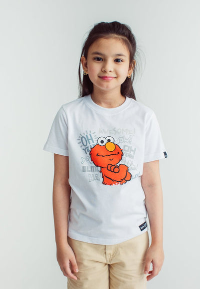 White with Sesame Street Oh Yey Flat Print Design Kids Basic Tshirt - Mossimo PH