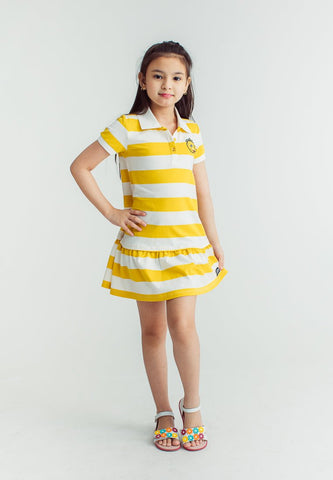 Yellow Sesame Big Bird Polo Shirt Stripes Knit Dress with Embroidery - Mossimo PH