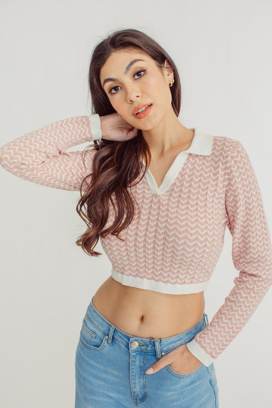 Zai Blush V Neck Cropped Top with Collar - Mossimo PH